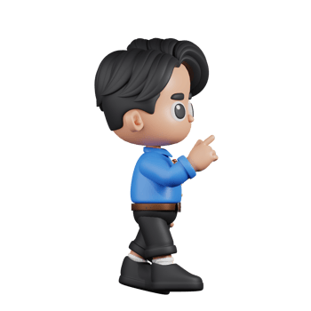 3d Character Teacher Touch Pose. 3d render isolated on transparent backdrop. png