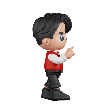 3d Character Waitress Touch Pose. 3d render isolated on transparent backdrop. png
