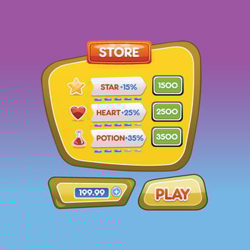 Causal game ui store screen with play button vector