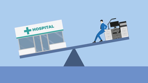 Imbalanced business lifestyle between health care and work hard. vector