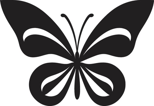 Sculpted Grace Black Vector Emblem Monochromatic Delight Butterfly Logo in Black