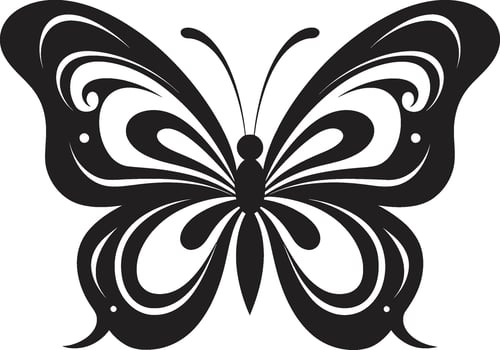 Crafted Beauty Butterfly Icon in Noir Sleek and Mysterious Black Butterfly Mark vector
