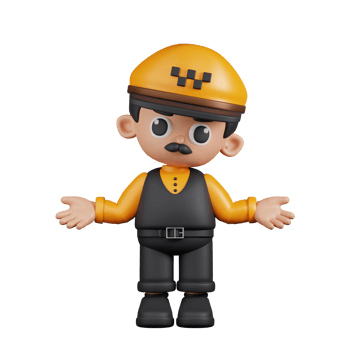 3d Character Taxi Driver Doing The No Idea Pose. 3d render isolated on transparent backdrop. png