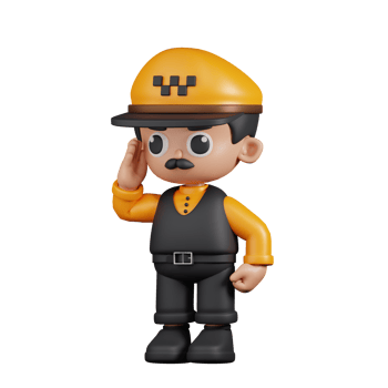 3d Character Taxi Driver Giving Salute Pose. 3d render isolated on transparent backdrop. png