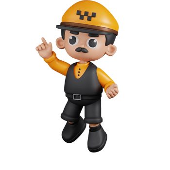 3d Character Taxi Driver Happy Jumping Pose png