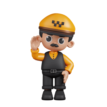 3d Character Taxi Driver Greeting Pose. 3d render isolated on transparent backdrop. png