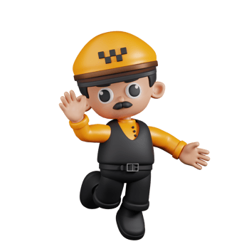3d Character Taxi Driver Happy Pose. 3d render isolated on transparent backdrop. png