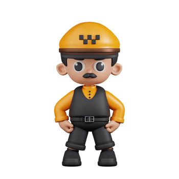 3d Character Taxi Driver Hero Stance Pose. 3d render isolated on transparent backdrop. png