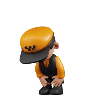 3d Character Taxi Driver Taking A Break Pose. 3d render isolated on transparent backdrop. png
