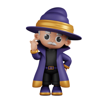 3d Character Wizard Giving Mini Love Pose. 3d render isolated on transparent backdrop. png