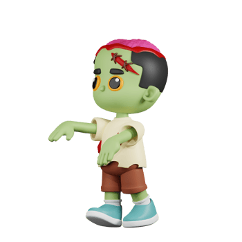 3d Character Zombie Showing Creepy Pose. 3d render isolated on transparent backdrop. png