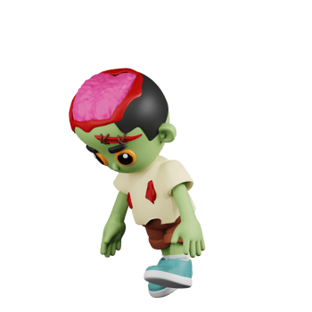 3d Character Zombie Tired Walk Pose. 3d render isolated on transparent backdrop. png