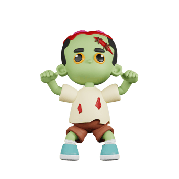 3d Character Zombie With Frightening Pose. 3d render isolated on transparent backdrop. png