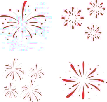 Indonesian Independence Day Fireworks Icon For Background Template. Flat Design. Vector Illustration Set.