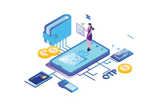 Pay Online Isometric vector