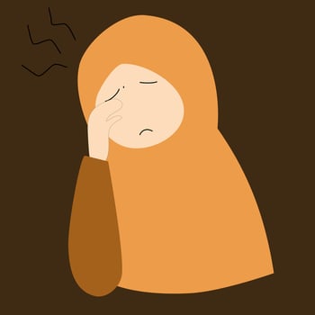 Muslim woman is not feeling well vector
