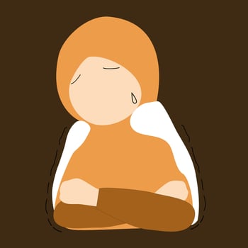 Muslim woman is not feeling well vector