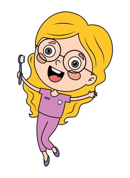Cute Cartoon Dentist Drawing vector