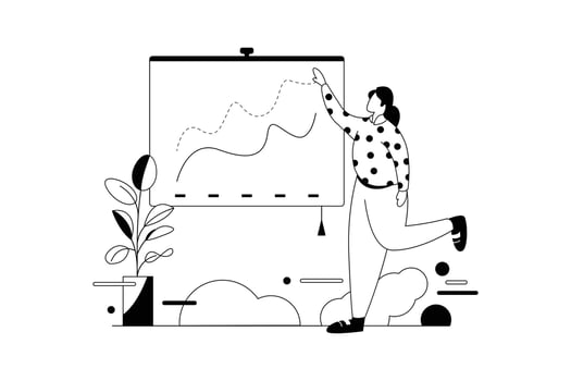 Presentation, Office Vectors Illustration Flat Line