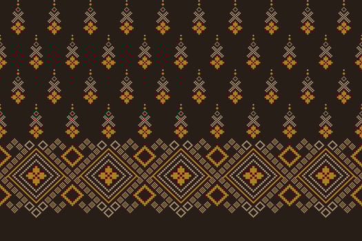 Nature vintages cross stitch traditional ethnic pattern paisley flower Ikat background abstract Aztec African Indonesian Indian seamless pattern for fabric print cloth dress carpet curtains and sarong vector