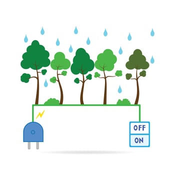 alternative clean energy concept electric power from nature renewable energy source with illustration. vector