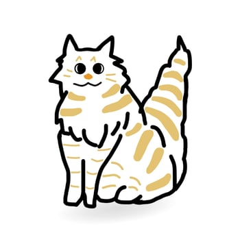 Vector illustration character design happy cat brown pattern on white background drawn doodle style.