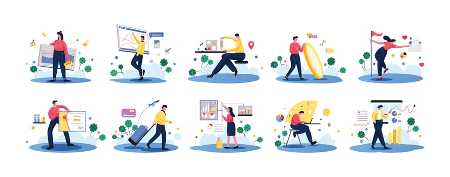 Vector Business Marketing Line Illustration Kit