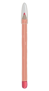 Cosmetic lip pencil clipart. Makeup tool doodle. Cartoon style vector illustration isolated on white background.