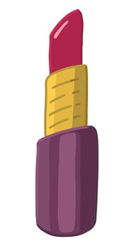 Lipstick clip art. Cosmetic lip makeup accessory doodle. Cartoon style vector illustration isolated on white background.