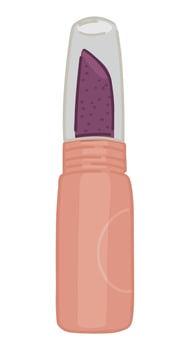 Lipstick clip art. Cosmetic lip makeup accessory doodle. Cartoon style vector illustration isolated on white background.