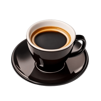 Black cups of hot aromatic espresso coffee on transparent background AI Generative png