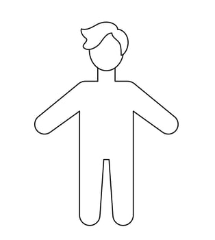 Simple cartoon blank man body template. Silhouette Boy child figure outline. Isolated vector clip art illustration