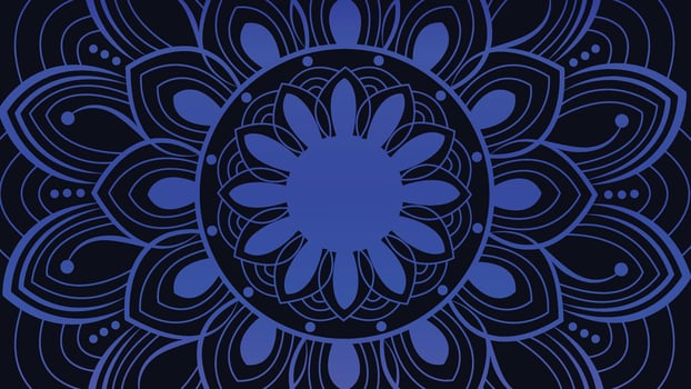 Abstract blue color mandala in dark blue background. vector