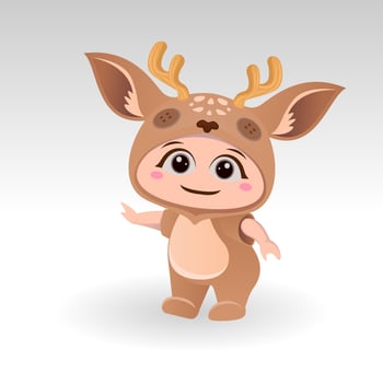 Cute Deer With Cartoon Icon Vector Illustration. Cute bear mascot costume concept Isolated Premium Vector. Flat Cartoon Style