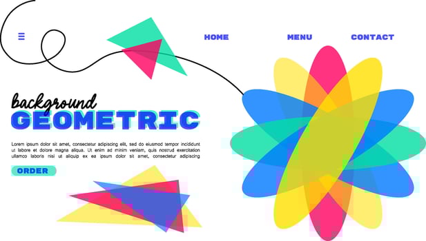 Vector illustration of a modern and trendy geometric abstract design for a media application landing page. riso effect