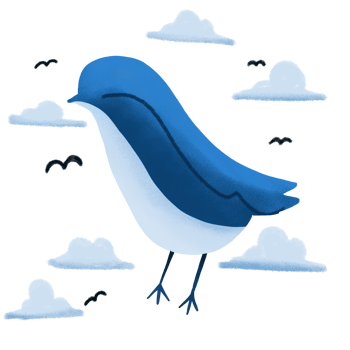 blue bird in the sky with clouds and birds png