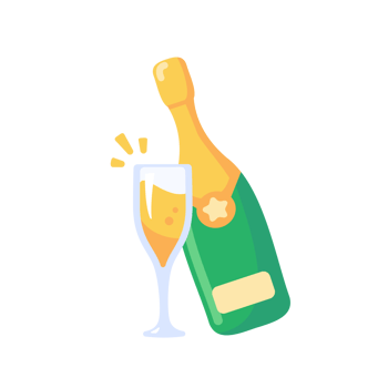 Champagne glasses. Alcoholic drinks for birthday parties. png