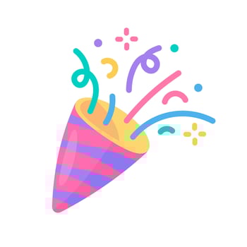 Party poppers explode confetti at birthday party events. vector