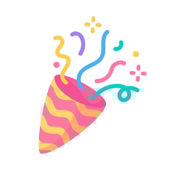 Party poppers explode confetti at birthday party events. vector