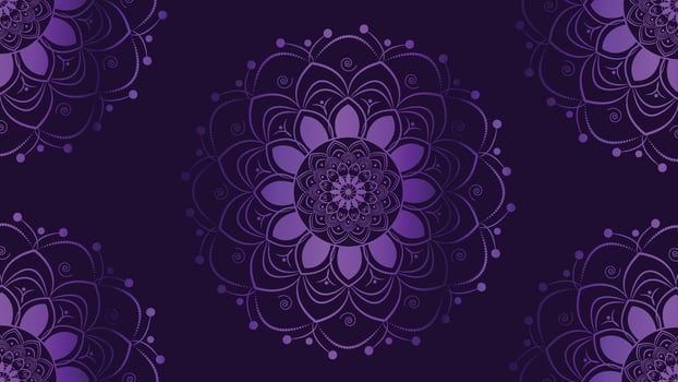 Abstract mandala background in dark purple background. vector