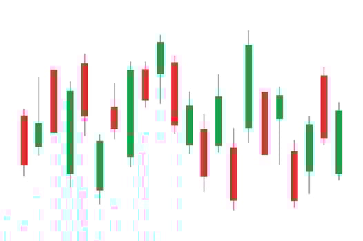 Stock market bar graph, candlestick chart, finance trade data, vector illustration.