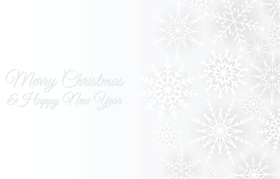 Merry Christmas and Happy New Year card. Winter background. Festive design for banner, card, invitation. Vector illustration