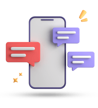 3d rendering of smartphone and speech bubble, 3D pastel chat with symbol, icon set. png