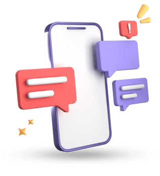 3d rendering of smartphone and speech bubble, 3D pastel chat with symbol, icon set. png