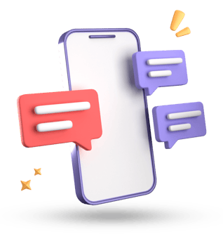 3d rendering of smartphone and speech bubble, 3D pastel chat with symbol, icon set. png