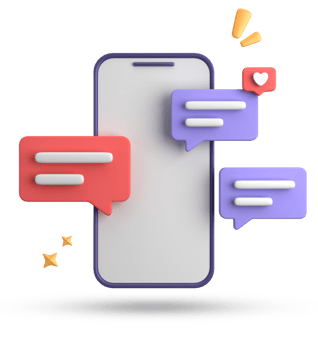3d rendering of smartphone and speech bubble, 3D pastel chat with symbol, icon set. png