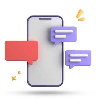 3d rendering of smartphone and speech bubble, 3D pastel chat with symbol, icon set. png
