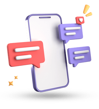 3d rendering of smartphone and speech bubble, 3D pastel chat with symbol, icon set. png