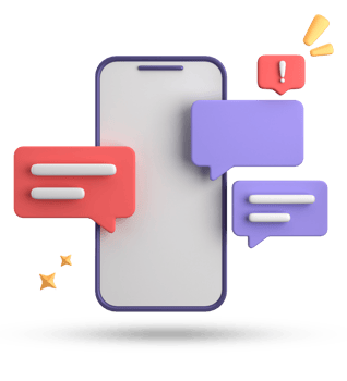 3d rendering of smartphone and speech bubble, 3D pastel chat with symbol, icon set. png