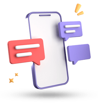 3d rendering of smartphone and speech bubble, 3D pastel chat with symbol, icon set. png